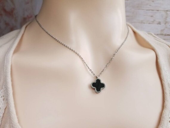 Four Leaf Clover Necklace in Silver and 