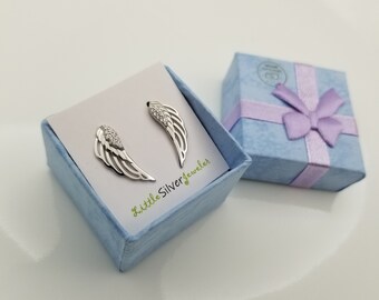 Feather Earrings, Fairy Earrings Ear Jacket in Sterling Silver, Angle Wing Ear Climbers, Bird Earrings, Perfect Gift for Her