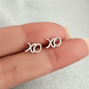 Valentine&#39;s Day Earrings, XOXO Earrings in Sterling  Silver, Love Earrings, Valentines Gift, Heart Earrings, Party Gift, Gift for Her