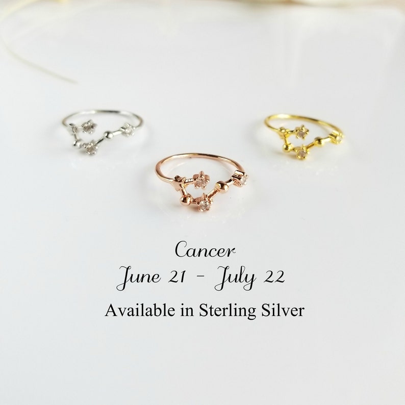 Zodiac Ring Cancer, Gift for Her, Crystal Ring, Zodiac Sign, Constellation Jewelry Celestial Horoscope Jewelry Birthday Gift Bild 3