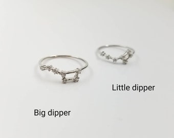 Big dipper Little dipper North Star Ring in Solid Sterling Silver, Ursa Minor Ursa Major Constellation Ring, Celestial Horoscope Jewelry