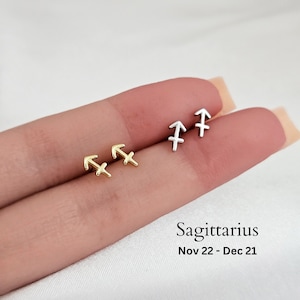 Sagittarius Earrings Studs Sterling Silver Zodiac Sagittarius Earrings Tiny Silver Earrings Celestial Jewelry, Christmas gift Idea