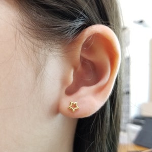 Dainty Star Earrings, Tiny Star Studs Sterling Silver or Gold, Celestial Stud Earrings, Cutout Style, Ideal for Daily Wear, Friendship Gift