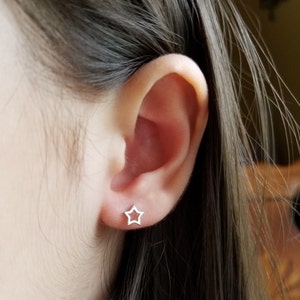 Tiny Star Earrings Sterling Silver Star Stud Earrings, Cut out Star Earring Studs, Dainty Earrings, 925 silver Earrings