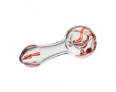 Clear Glass Spoon Pipe with Red Deco