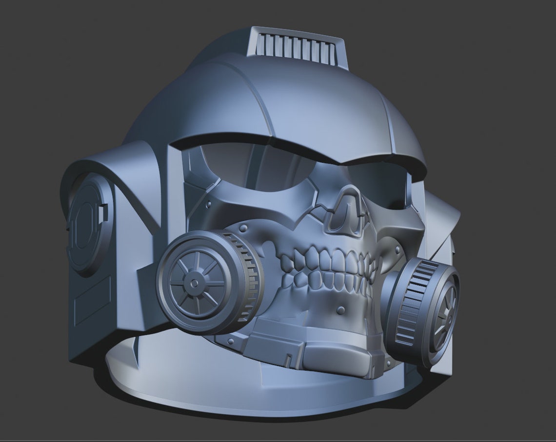Custom Space Marine Helmet 3D model for 3D print STL & OBJ