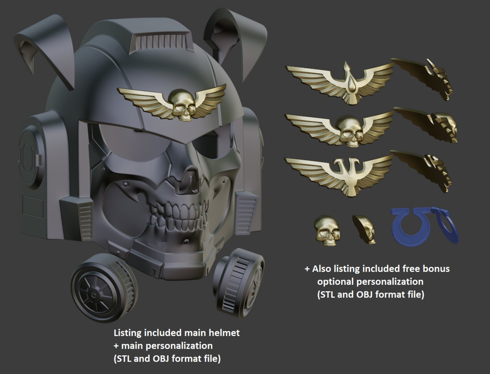 Custom Space Marine Helmet 3D model for 3D print STL & OBJ Etsy