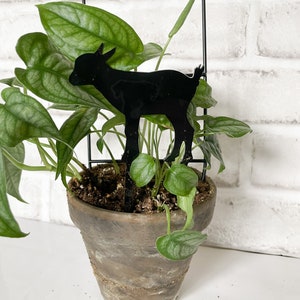 Black Gloss Acrylic Goat Plant Stake, Farmhouse Decor