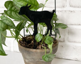 Black Gloss Acrylic Goat Plant Stake, Farmhouse Decor