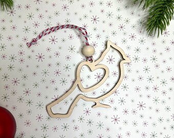 Cardinal Memorial Ornament, Baltic Birch Laser Cut, Remembrance Gift