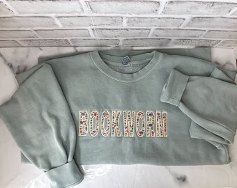 Bookworm Embroidered Crewneck Sweatshirt, Reader Gift