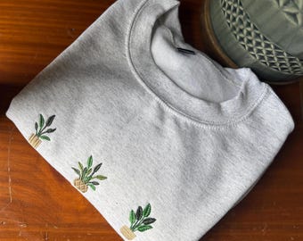 Houseplant Embroidered Sweatshirt, Unisex Fit