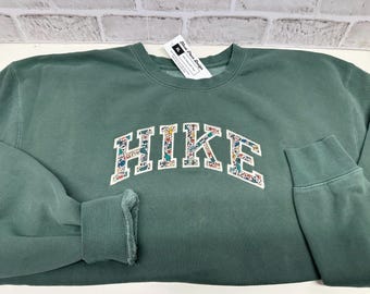 Embroidered "HIKE" Crewneck Sweatshirt, Alpine Green, Hiking Apparel