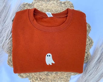 Ghost Embroidered Sweatshirt, Spooky Season, Minimalist Halloween