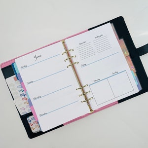 Weekly inserts Undated planner inserts A5 planner inserts