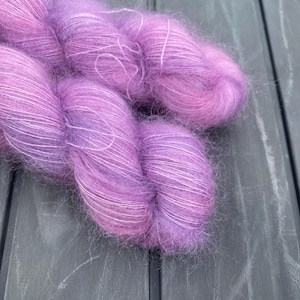 Hand-Dyed Kid Mohair Silk Lace Yarn - SweetPea Colorway