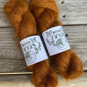 Hand-Dyed Kid Mohair Silk Lace Yarn: Tobacco Leaf Colorway