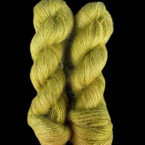 Hand-Dyed Kid Mohair Silk Lace Yarn: Sweet Grass Colorway