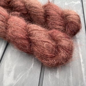 Hand-Dyed Kid Mohair Silk Lace Yarn: Cocoa Colorway