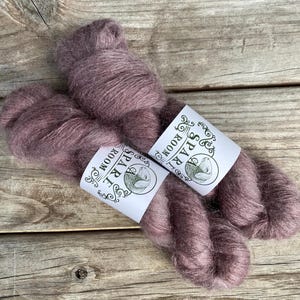 Hand-Dyed Kid Mohair Silk Lace Yarn: Fig Colorway