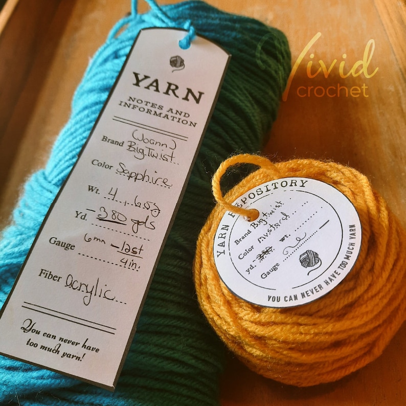 PRINTABLE Vintage Style Yarn Information Cards &amp; Labels Bundle, Print at Home, Vintage Design ...