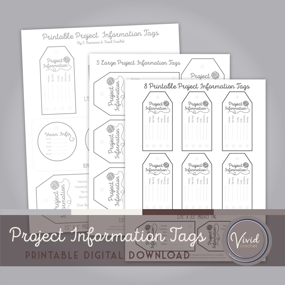 PRINTABLE | Crochet Project Labels: Knitting Project Organizer ...