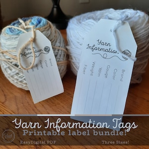DRUCKBARE Yarn Stash Information Tag Bundle, Einfacher Druck zu Hause, Garnorganisation