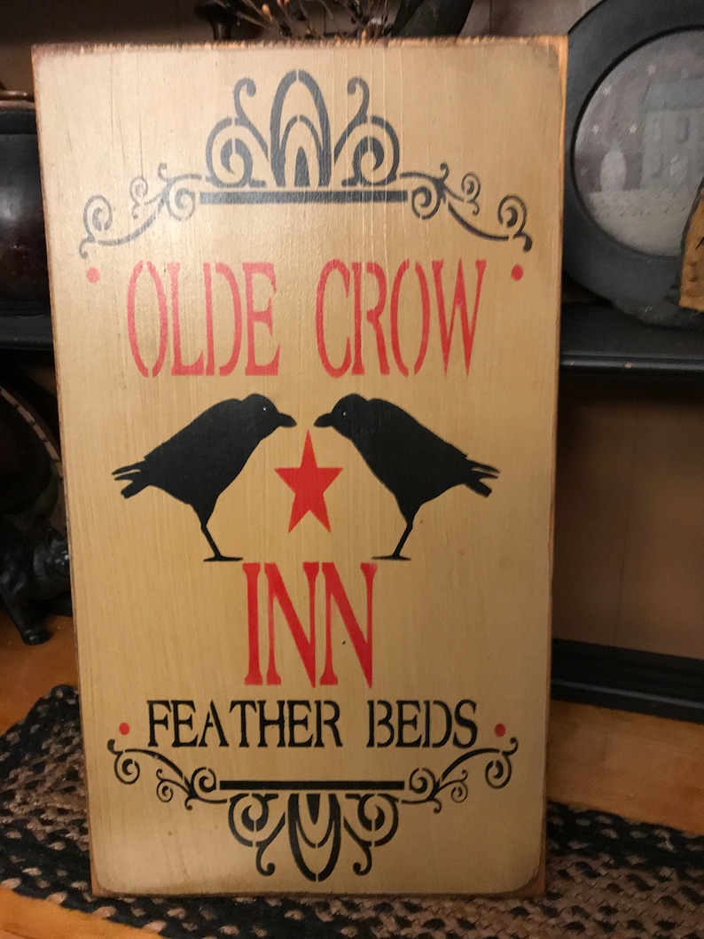 Old Crow Inn Primitive Wood Sign 12 X 20 Etsy