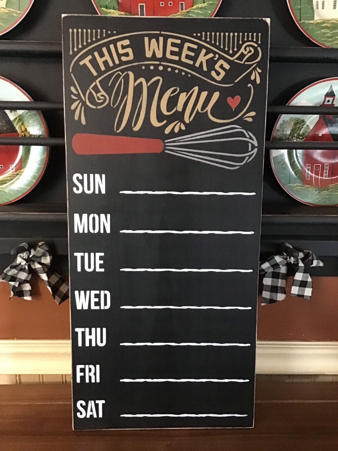 This Weeks Menu Primitive Chalkboard Sign 12 X 24 - Etsy