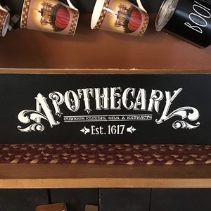 Apothecary Primitive Wood Sign 8 x 16