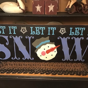 Pupazzo di neve Let It Snow Winter Wood Sign 12 x 30