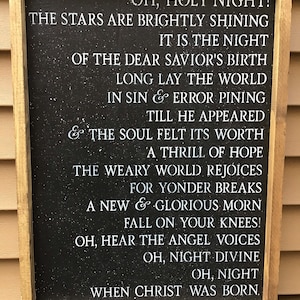 O Holy Night Oversized Framed Christmas Wood Sign 19 x 26