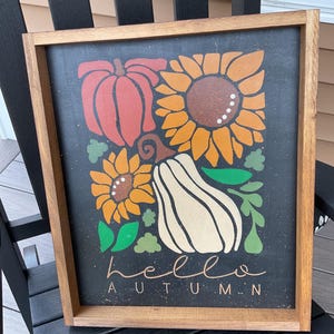 Hello Autumn Framed Wood Sign 18 x 21