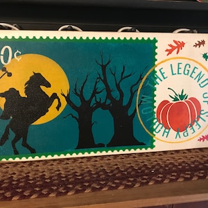 Legend Of Sleepy Hollow Stamp Halloween Wood Sign 12 x 24