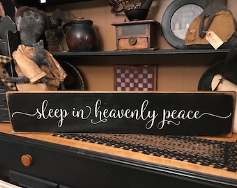 Panneau en bois de Noël primitif Sleep In Heavenly Peace 8 x 36