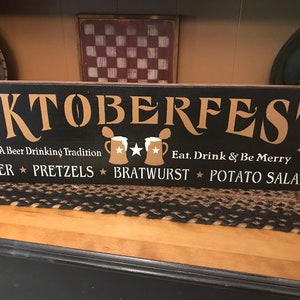 Octoberfest Primitive Wood Sign 8 x 24