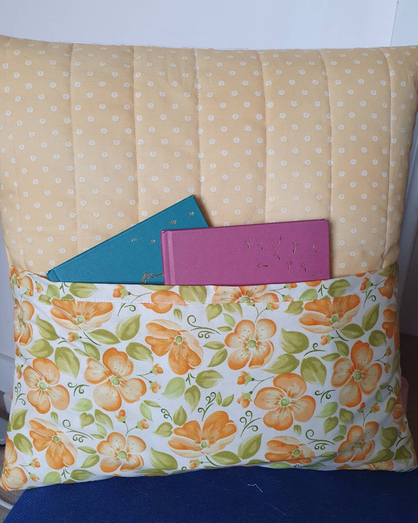 Hand Made Quilted Reading Cushion Cover/ Pocket Cushion Cover Etsy