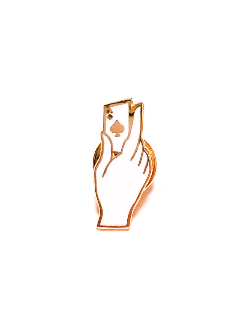 Ace of Spades White and Gold Enamel Pin Asexuality playing Etsy