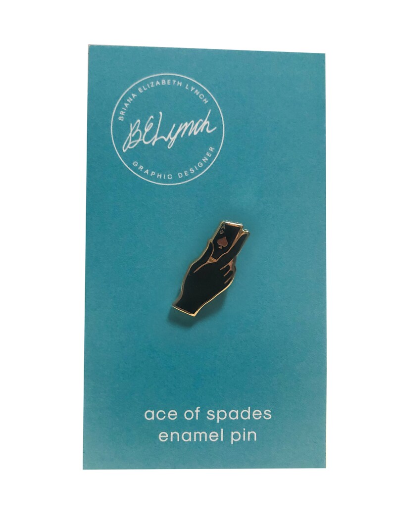 Ace of Spades Black and Gold Enamel Pin playing card in hand lapel pin Asexuality