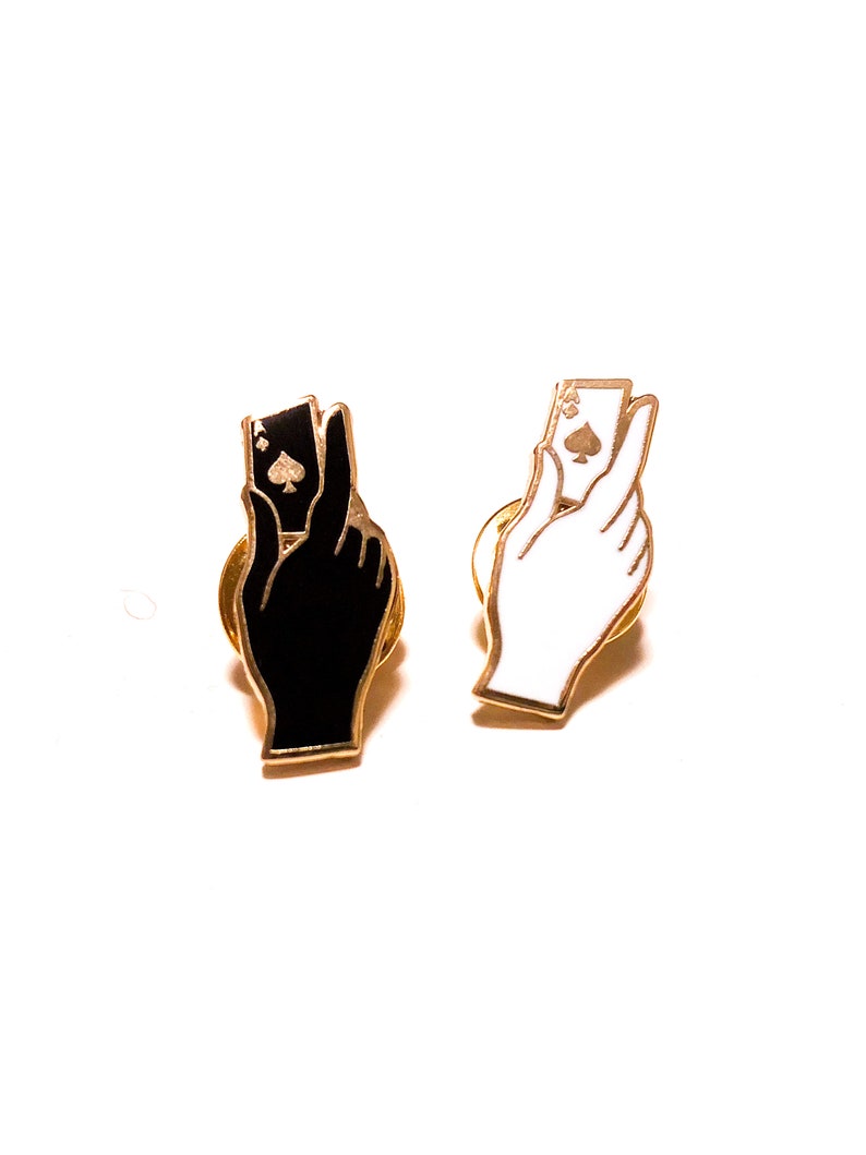 Ace of Spades Black and Gold Enamel Pin playing card in hand lapel pin Asexuality