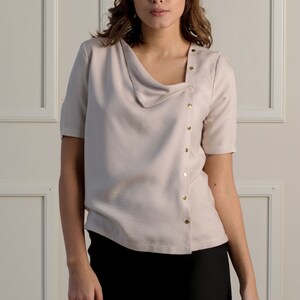 Viscose Top Blouse Short Sleeve Women Blouse Maternity Top Nursing Shirt Oversized Snap Button Top image 1
