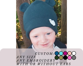 Embroidered custom beanie for kids or adults - Cute beanie - Bear hat - Personalized beanie - Bear hat for baby
