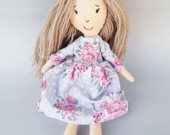 Vintage rag doll, Waldorf Doll, Hand embroidered doll, Soft doll, Baby Girl Baby Shower, Natural Fabric Steiner Doll, Soft Doll for Toddler