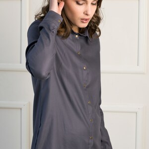 Ready to ship Grey modest dress, Midi shirt dress, Business casual, Maternity dress, Secretary dress, Work dress image 4