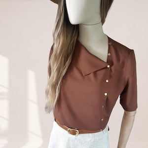 Cotton Blouse for Women | Short Sleeve Nursing Top | Loose Fit Handmade Shirt | Maternity Friendly