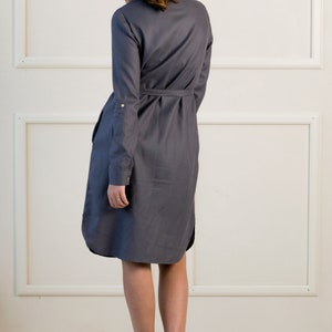 Ready to ship Grey modest dress, Midi shirt dress, Business casual, Maternity dress, Secretary dress, Work dress image 3