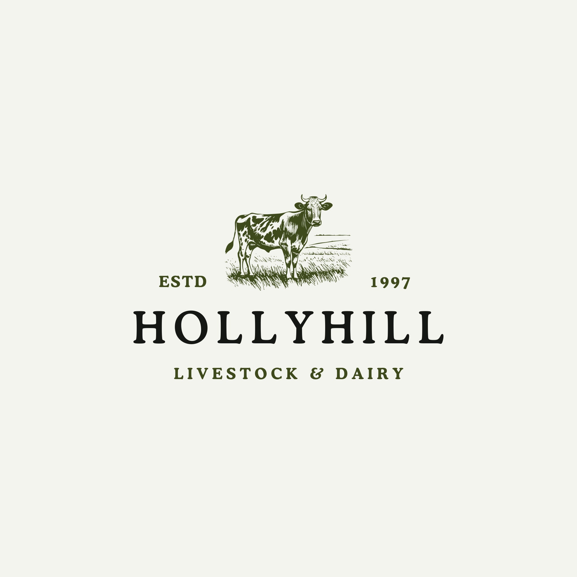 Dairy Farm Logo Design - Custom Logo Design - Live Stock & Dairy Darm Branding - Cow Logo Design - Natural Design - Neutral Colors - Organic