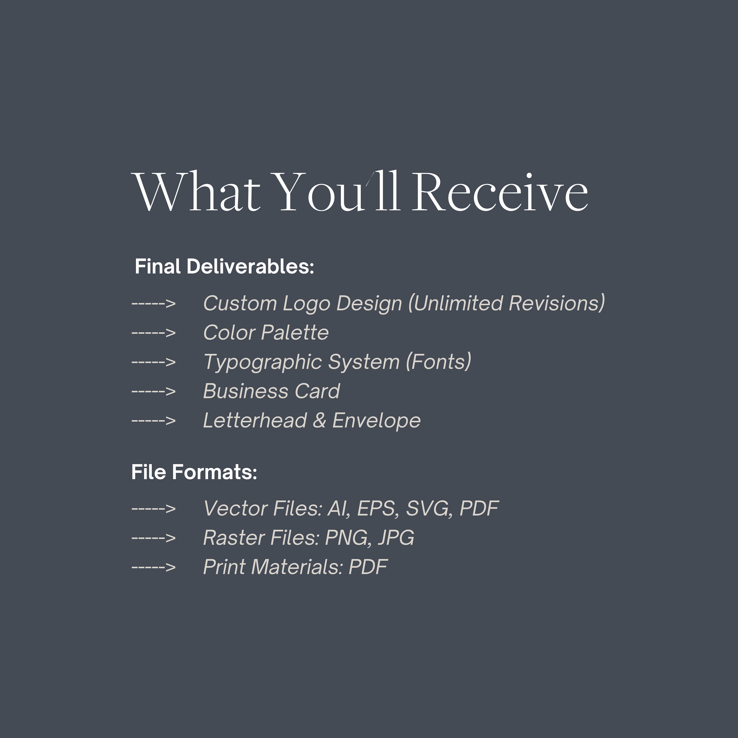 Additional deliverables included in logo design packages (formats, brand guidelines)