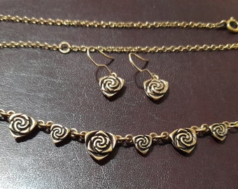 Kalevala Jewelry Bronze "Rose"  necklace with matching earrings