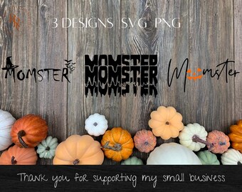 Momster Halloween SVG PNG Bundle, 3 Designs (Digital Download)